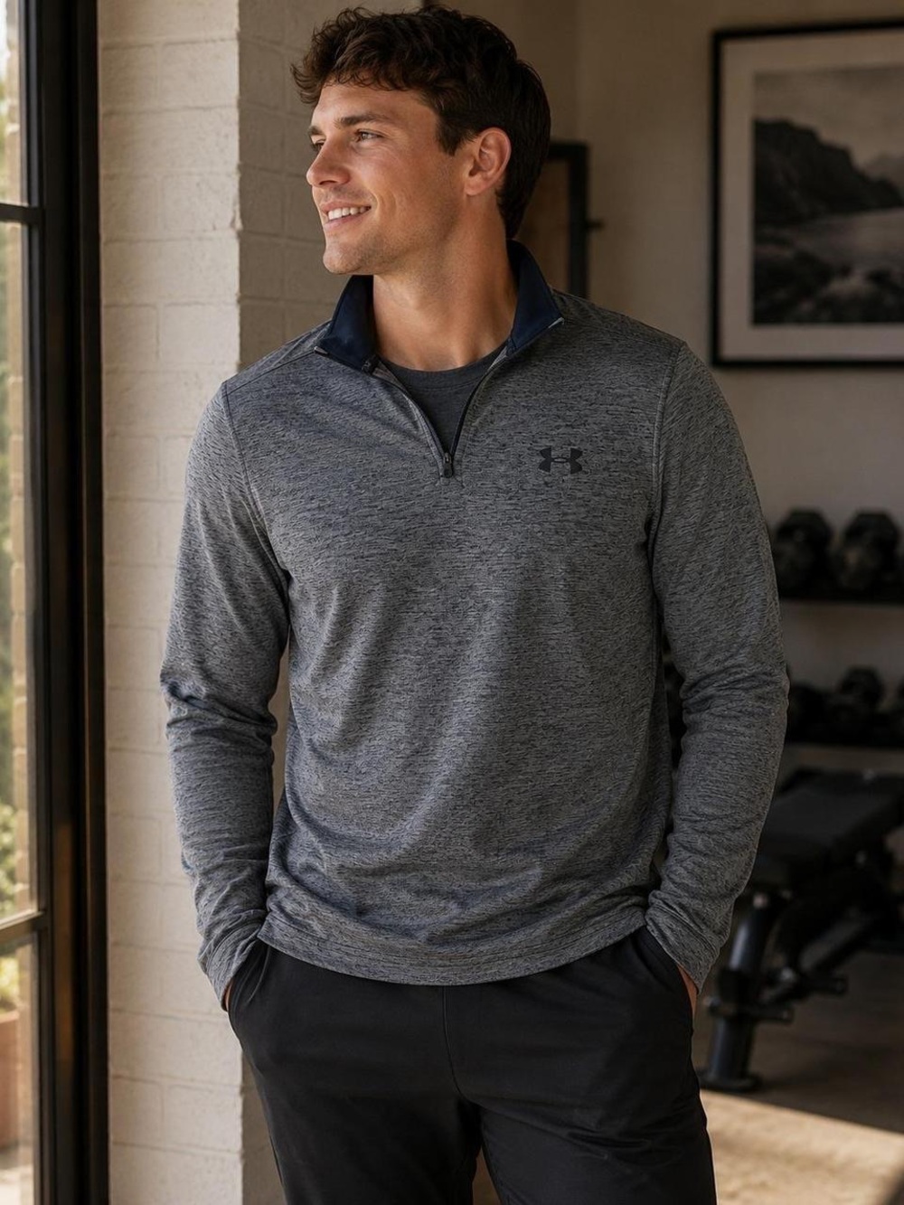 Under Armour Men's Heather Gray Quarter-Zip Performance Golf Top